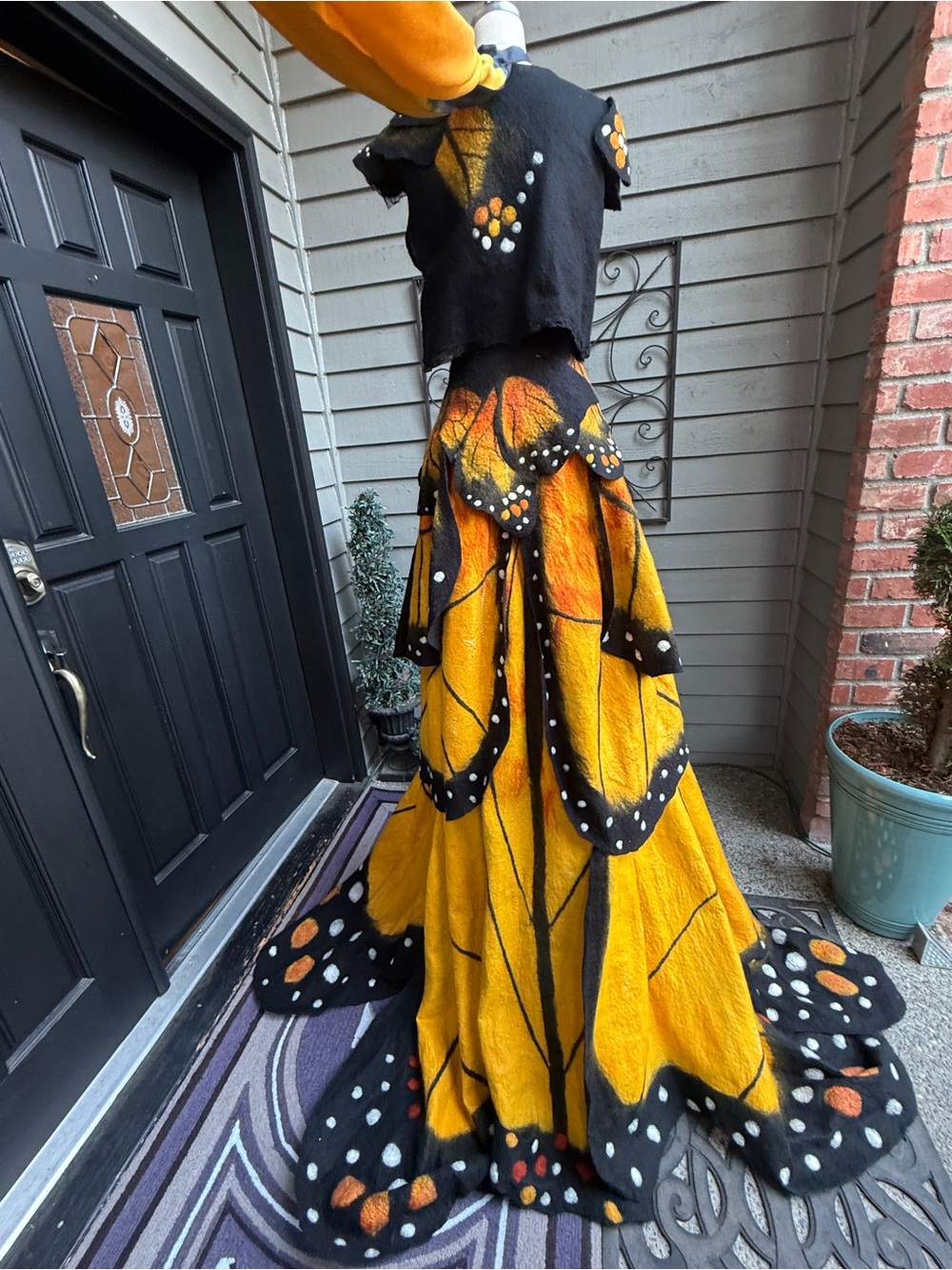 OOAK Monarch Butterfly Women’s  Costume - Felted Wool and Silk. Size 2/4 - Picture 5 of 7